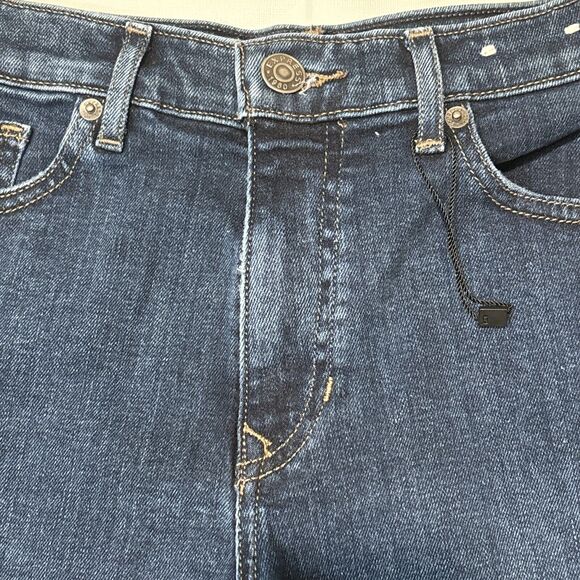 Womens Express Dark Jean Midi Shorts High Rise Button Fly Size 4 - Picture 2 of 9